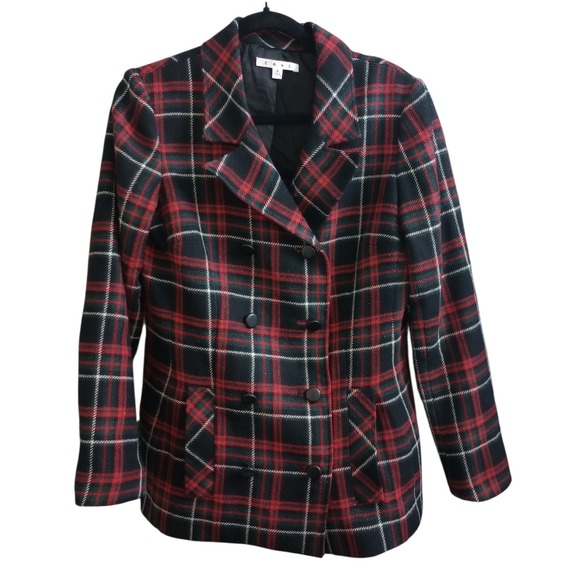 CAbi Jackets & Blazers - Cabi Manhattan Tartan Plaid Double Breasted Wool Blend Peacoat Preppy Size 8
